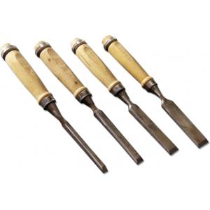 Стамески плоские 6-12-18-24 мм с деревянными ручками 4 шт SANTOOL 030602