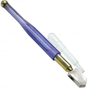 Стеклорез 1-роликовый маслянный с прозрачной ручкой SANTOOL 032552